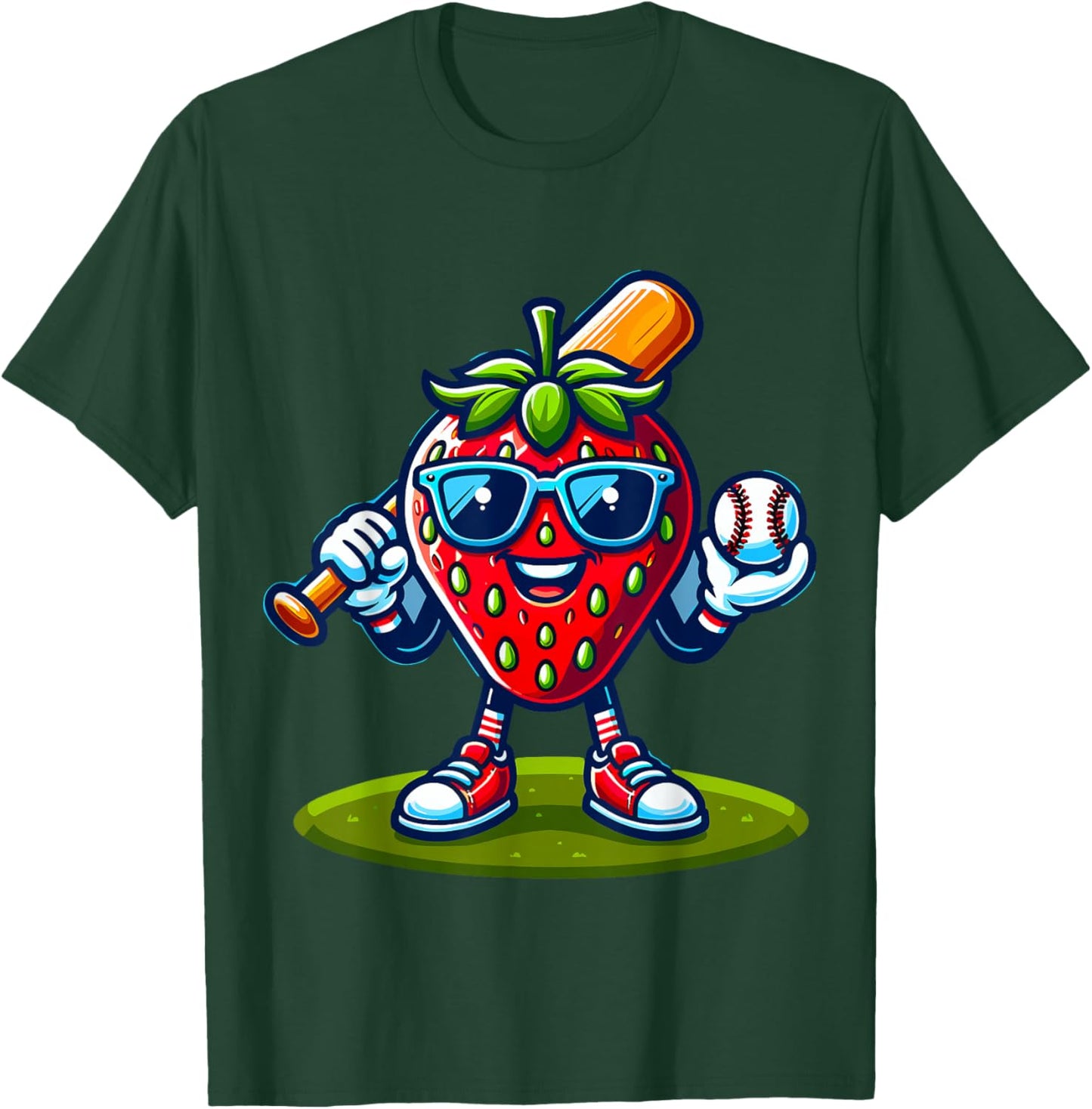 Strawberry Baseball Player T-Shirt - T-Shirt | Forest