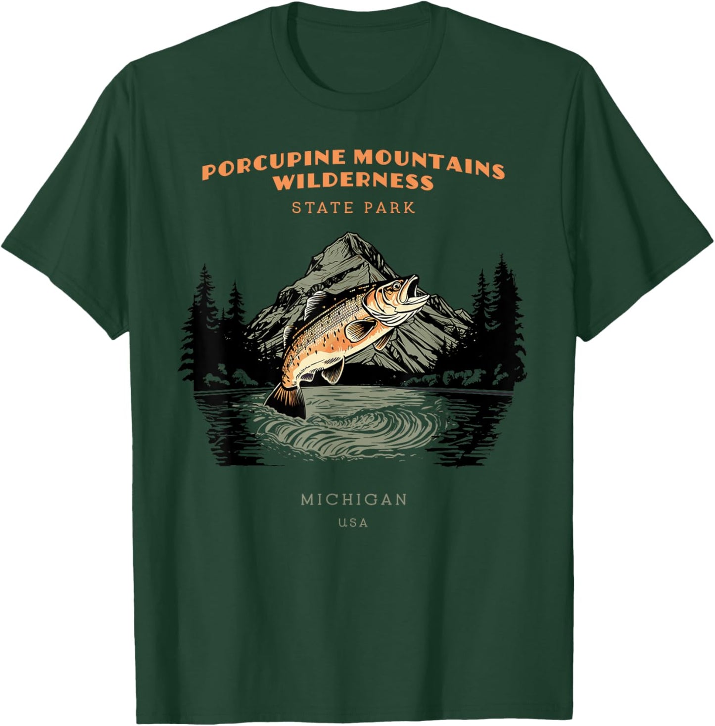 Porcupine Mountains Wilderness State Park Michigan Vintage T-Shirt - T-Shirt | Forest