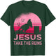 Pink Retro Horse Barrel Racing Jesus Take the Reins Rodeo T-Shirt - T-Shirt | Forest