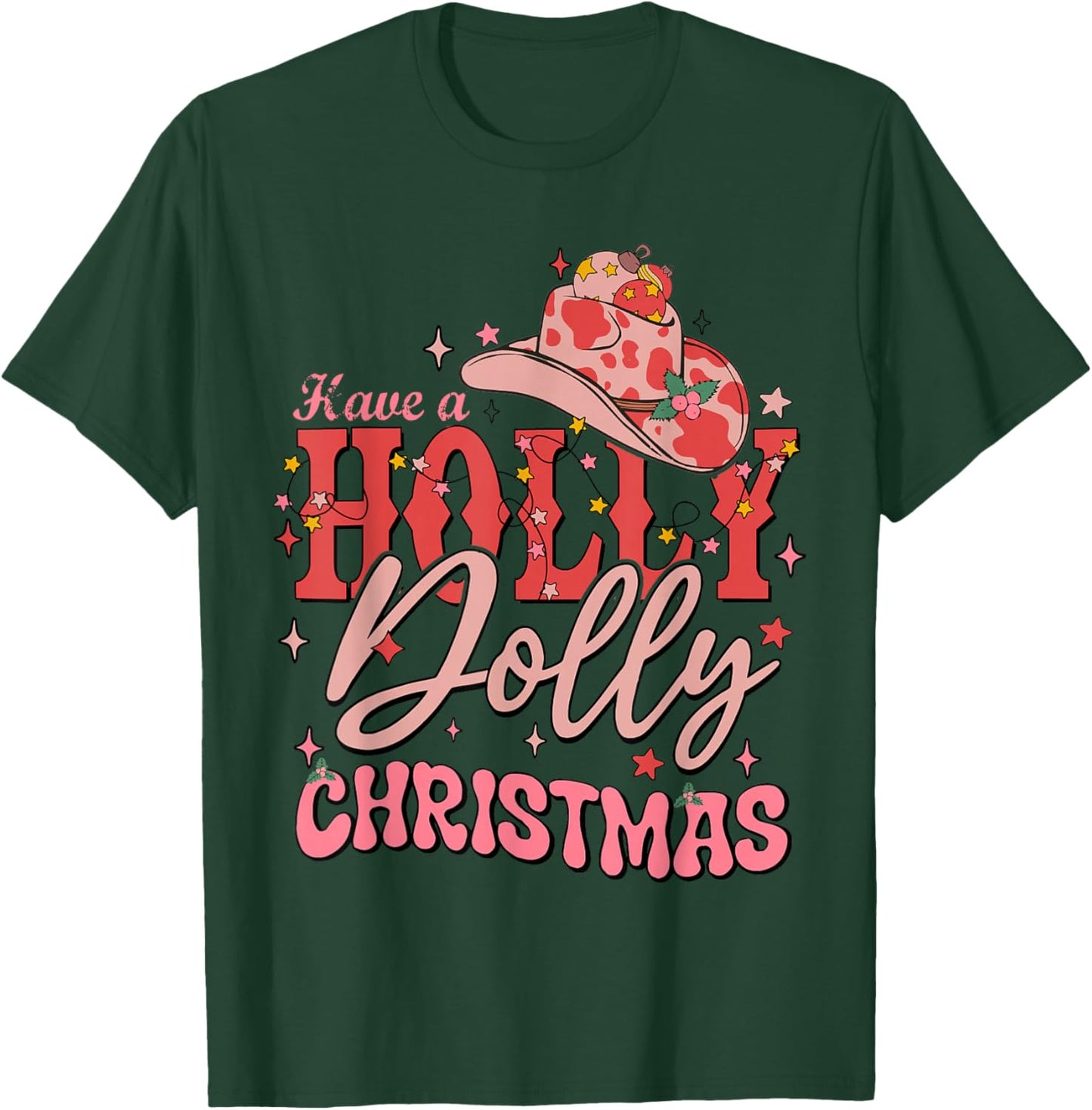 Funny Christmas Have A Holly Christmas Jolly Cowgirl Xmas - Black, -Adults, Short Sleeve, , Christmas Cowgirl , Size: Small T-Shirt - T-Shirt | Forest