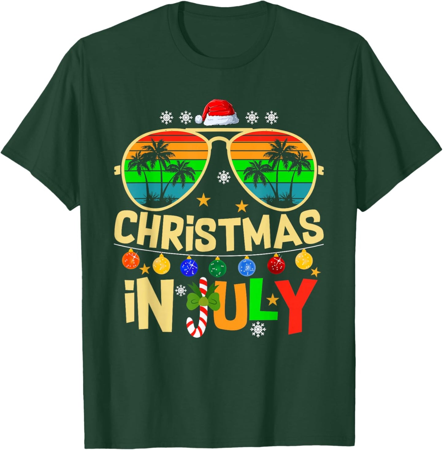 Santa Claus Sunglasses Beach Christmas in July Men Women Kid T-Shirt - T-Shirt | Forest