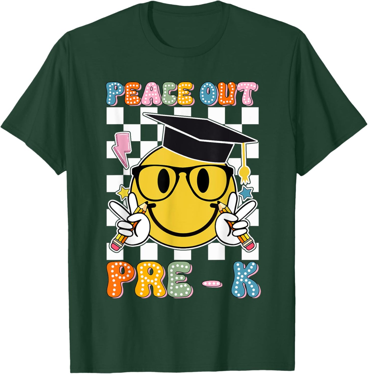 Peace Out Pre K Last Day of School Smile Face Teachers Kids T-Shirt - T-Shirt | Forest