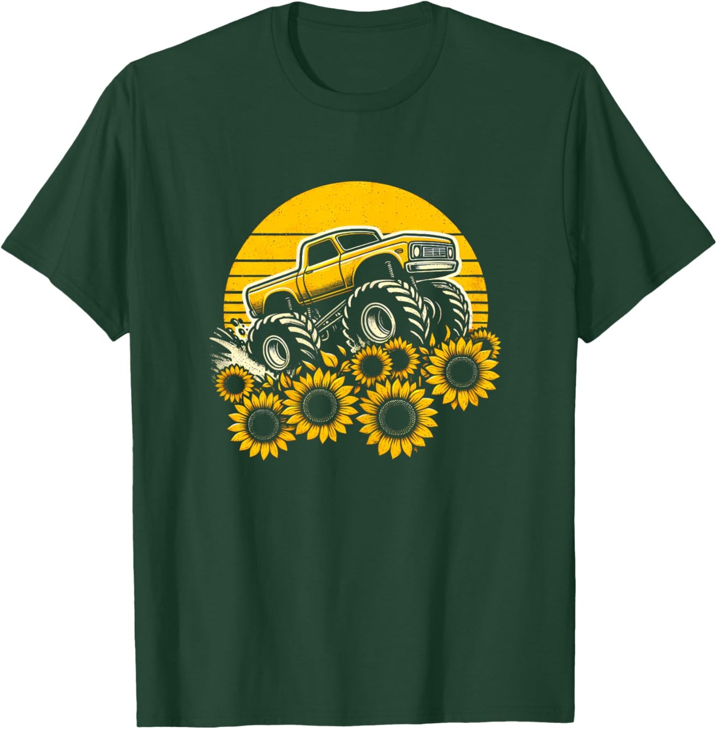 Happy Mother's Day Toddler Sunflower Monster Truck Kids Boys T-Shirt - T-Shirt | Forest