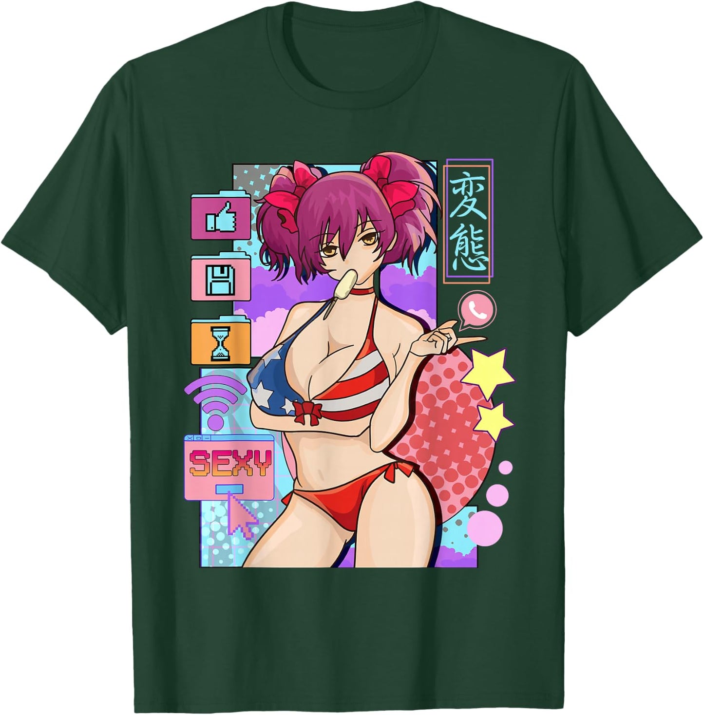 Sexy Anime Girl Waifu Japanese Cosplay T-Shirt - T-Shirt | Forest