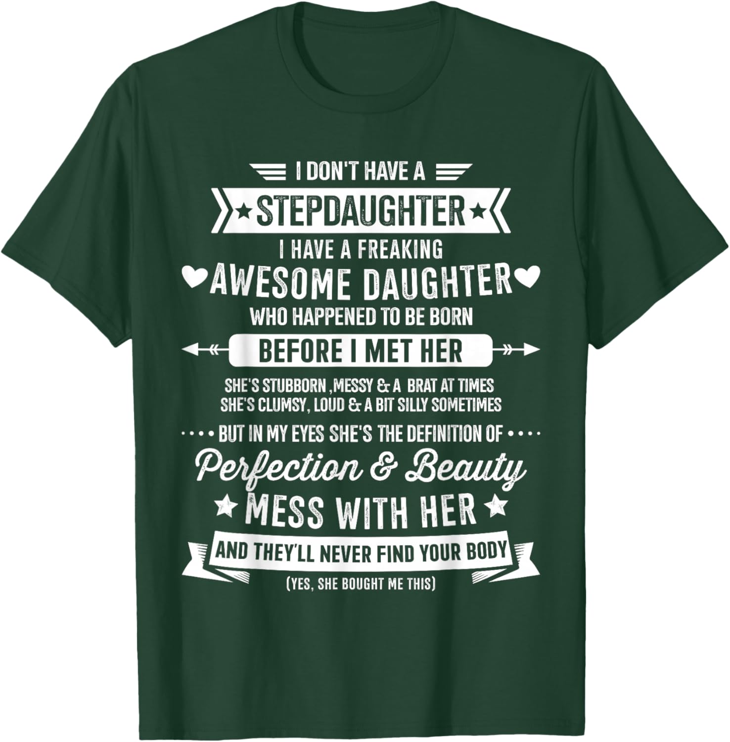 Awesome Stepdaughter for Step Bonus dad Fathers Day Birthday T-Shirt - T-Shirt | Forest