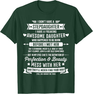 Awesome Stepdaughter for Step Bonus dad Fathers Day Birthday T-Shirt - T-Shirt | Forest