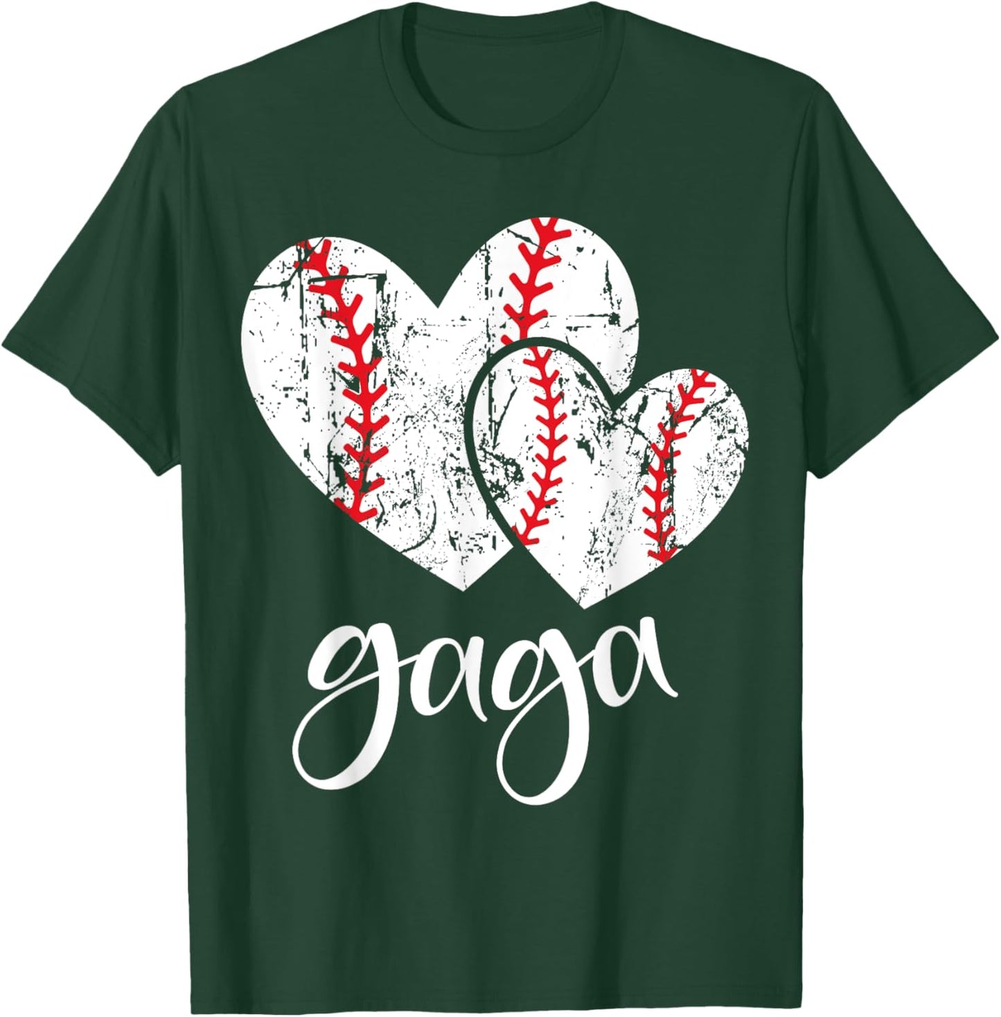 Baseball Gaga Heart Ball Funny Proud Grandma Mother's Day T-Shirt - T-Shirt | Forest