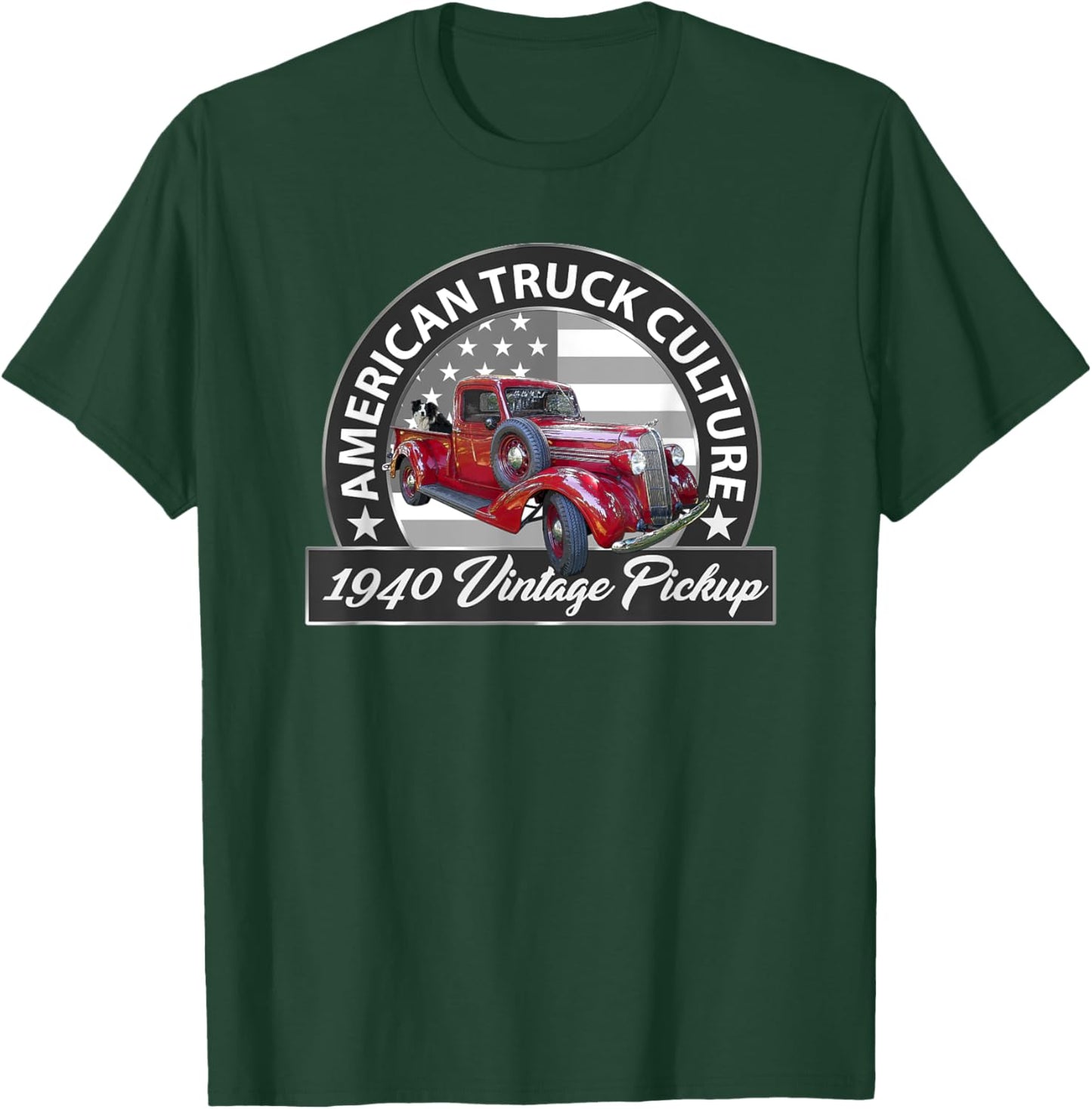 1940 Vintage Red Pickup Truck, Vintage Pre-war Era, Car Guys T-Shirt - T-Shirt | Forest