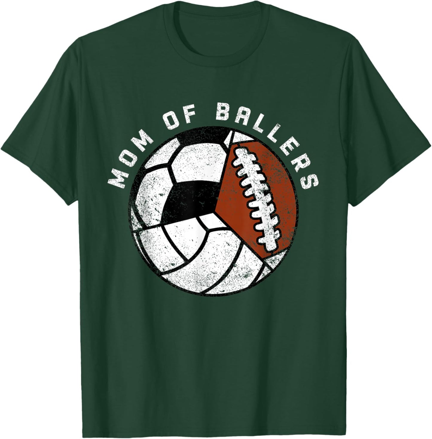Mom Of Ballers Funny Volleyball Soccer Football Mom T-Shirt - T-Shirt | Forest