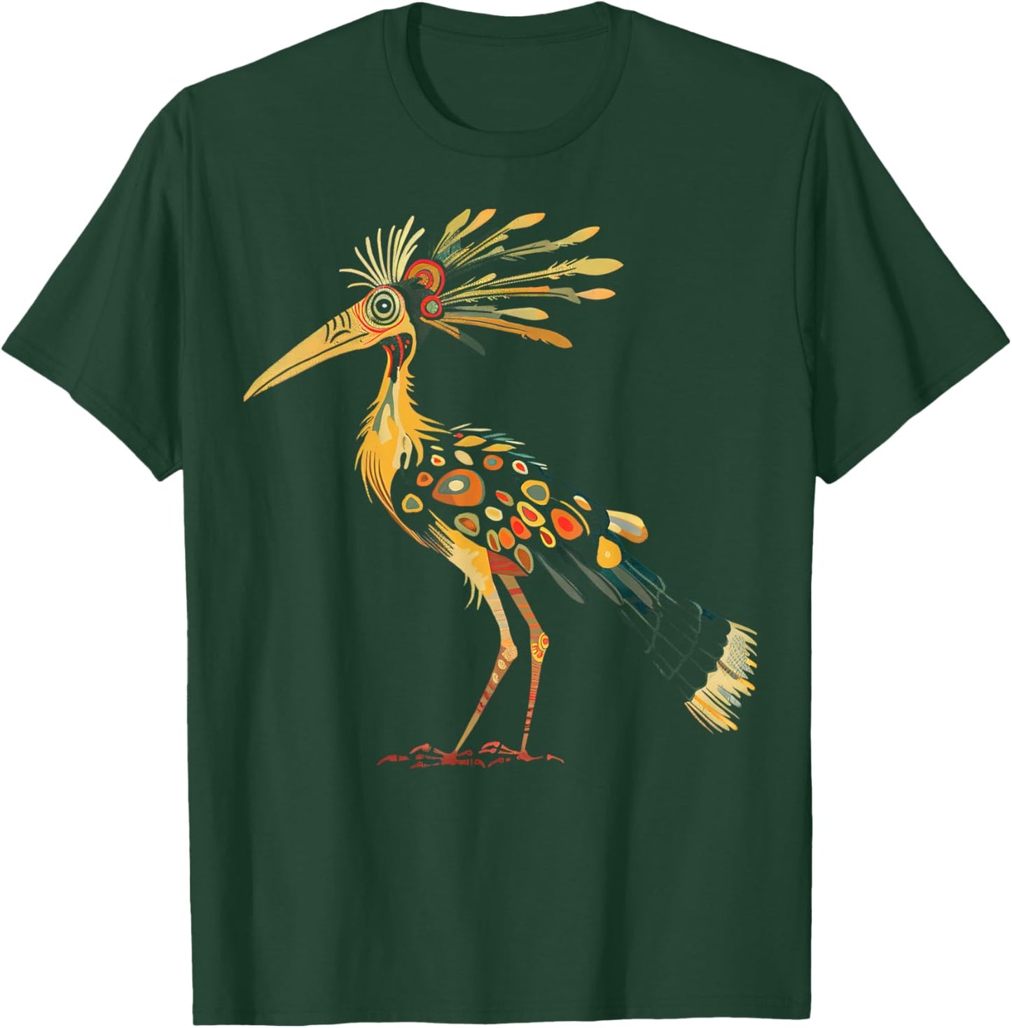 Tribal Bird Abstract Orange and Black Design T-Shirt - T-Shirt | Forest