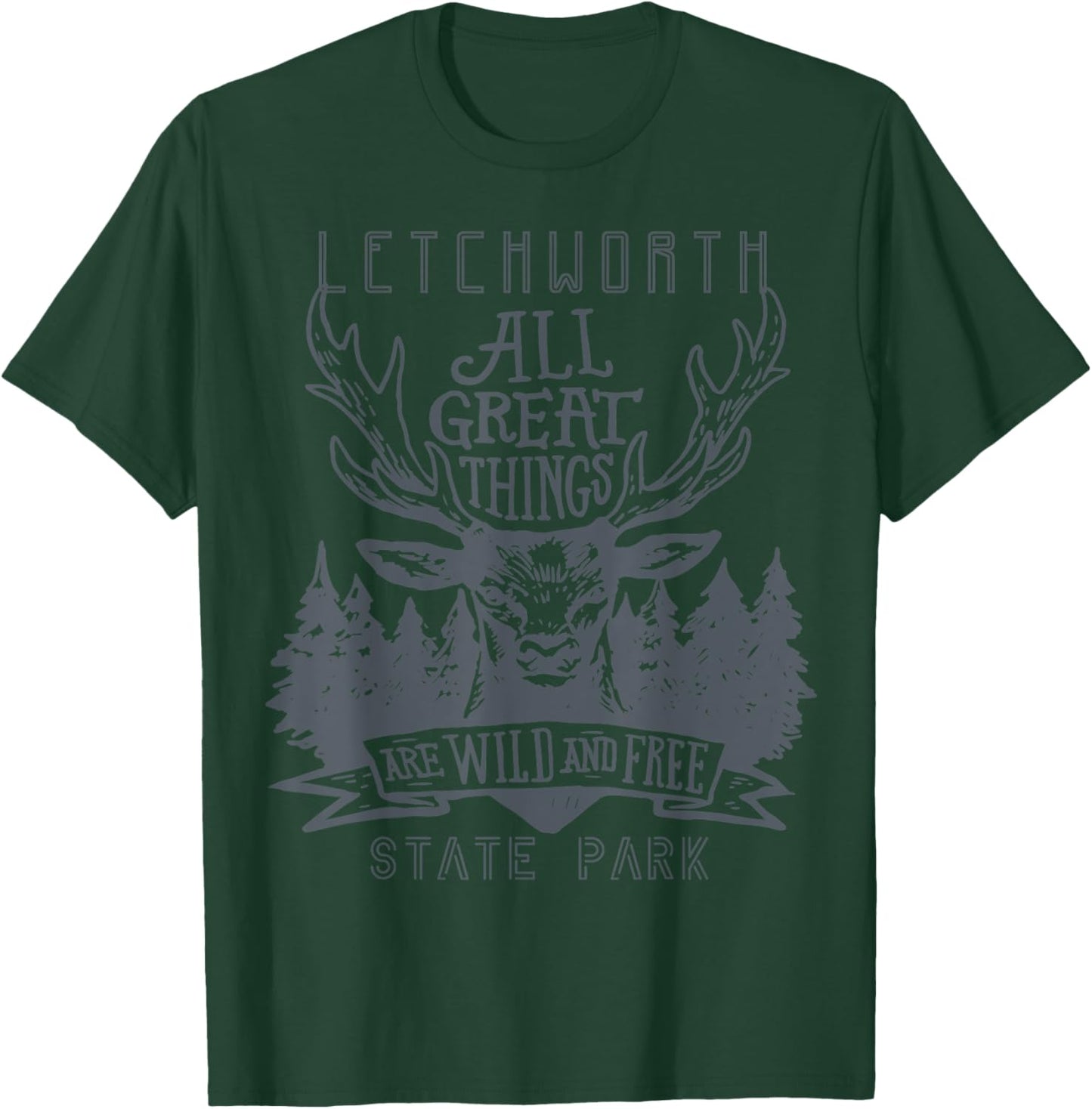 Forest New York Letchworth State Park Camping Moose Hiking T-Shirt - T-Shirt | Forest