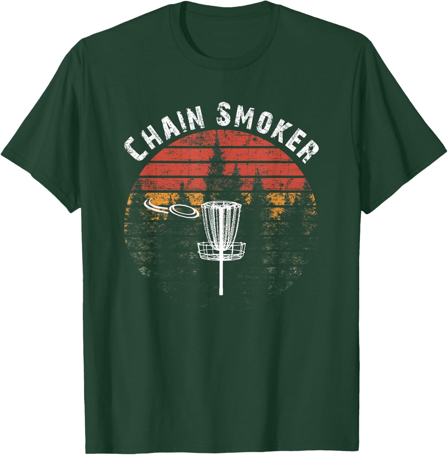 Chain Smoker Funny Disc Golf Frisbee Golfer Vintage Gift T-Shirt - T-Shirt | Forest