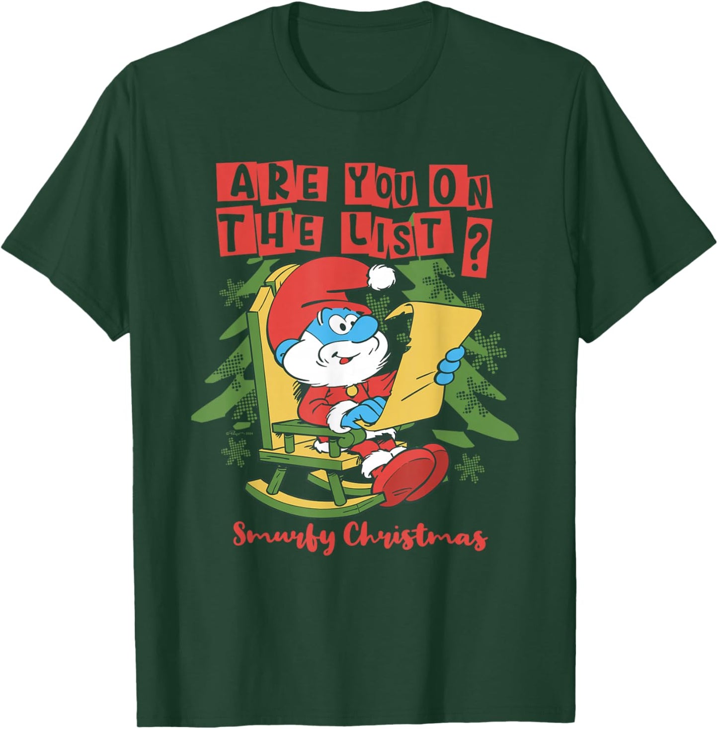The Smurfs Christmas, Papa Smurf Are You On The List T-Shirt - T-Shirt | Forest