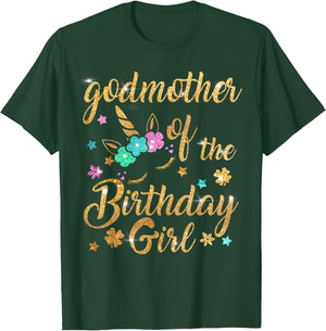 Godmother of The Birthday Girl Mommy Mother Gift Unicorn T-Shirt - T-Shirt | Forest