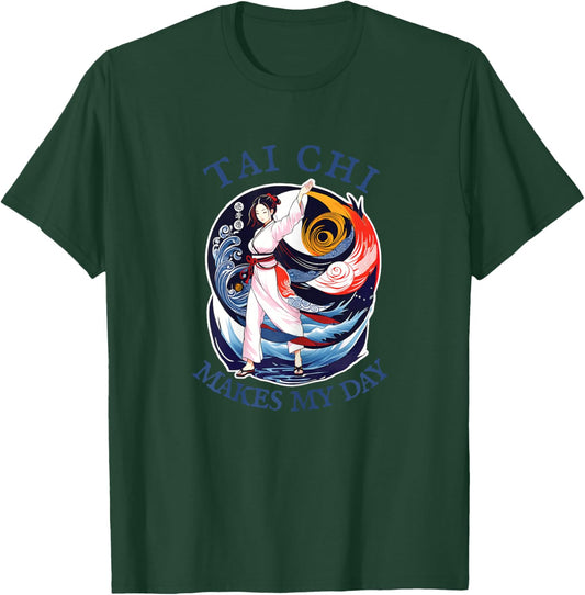 Women Tai Chi, Vintage Historic Retro Drawing, Harmony Flow T-Shirt - T-Shirt | Forest