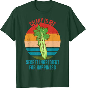 Vintage Celery Is My Secret Ingredient For Happiness T-Shirt - T-Shirt | Forest