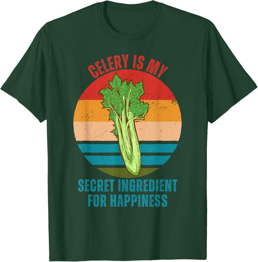 Vintage Celery Is My Secret Ingredient For Happiness T-Shirt - T-Shirt | Forest