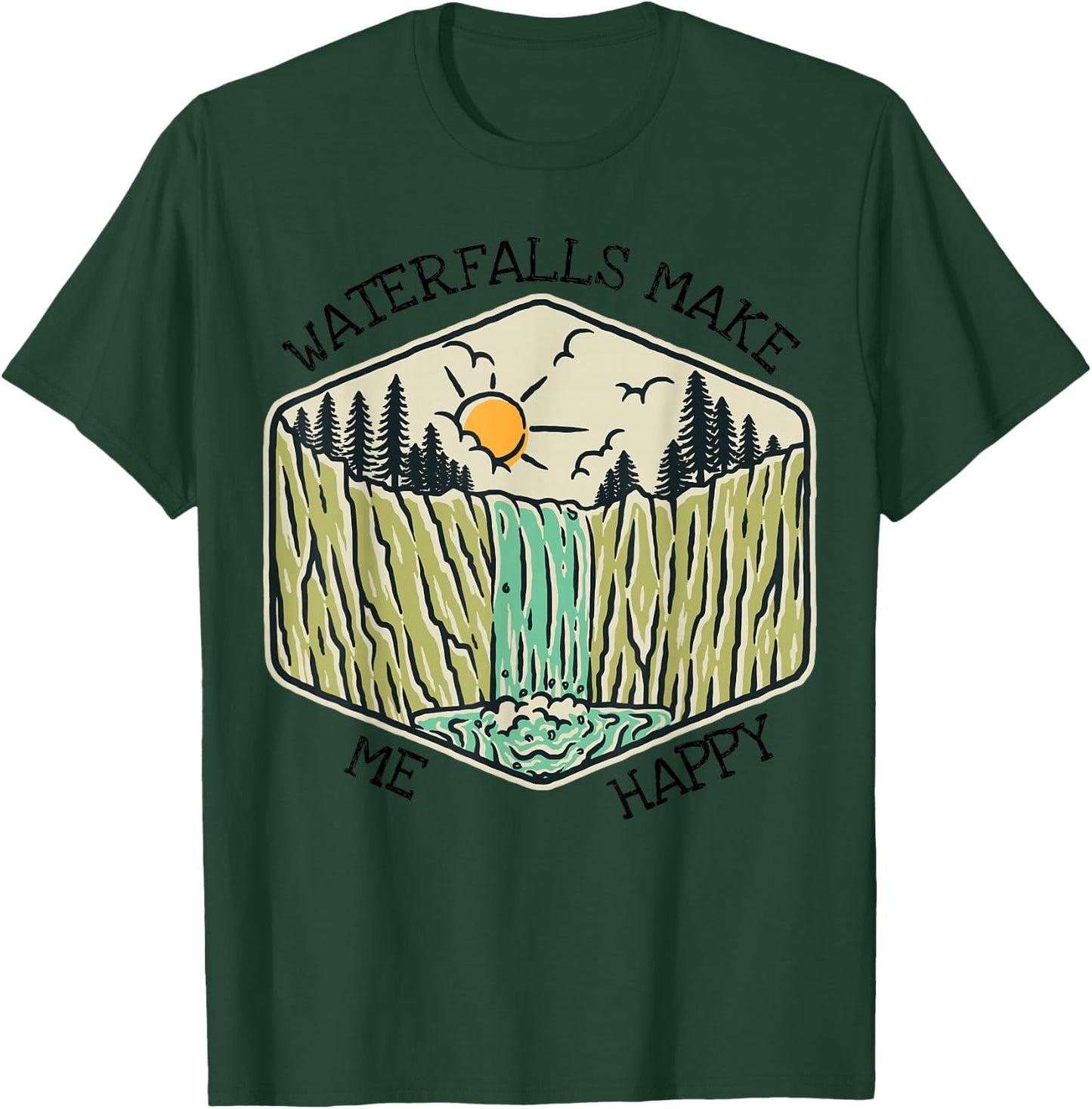 Nature Lover Waterfall Lovers Waterfall Happy Love Hiking T-Shirt - T-Shirt | Forest