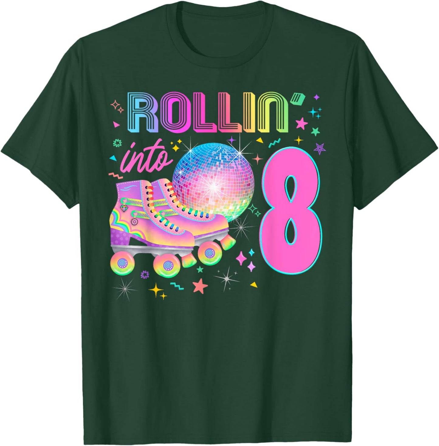 Roller Skates Party Skating 80's 90's Decades Disco Ball T-Shirt - T-Shirt | Forest