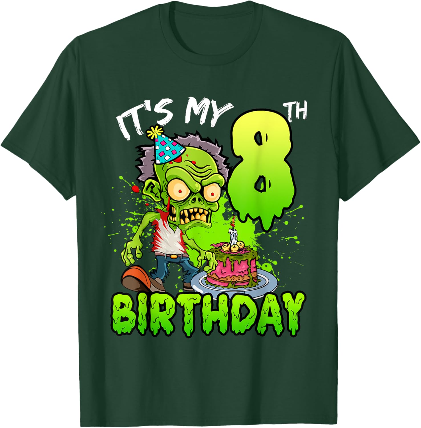 It's My 8th Birthday Zombie Lover 8 Year Old Boys Girls T-Shirt - T-Shirt | Forest