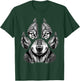 Wolf Face Footprints - Wildlife Animal Lover T-Shirt - T-Shirt | Forest