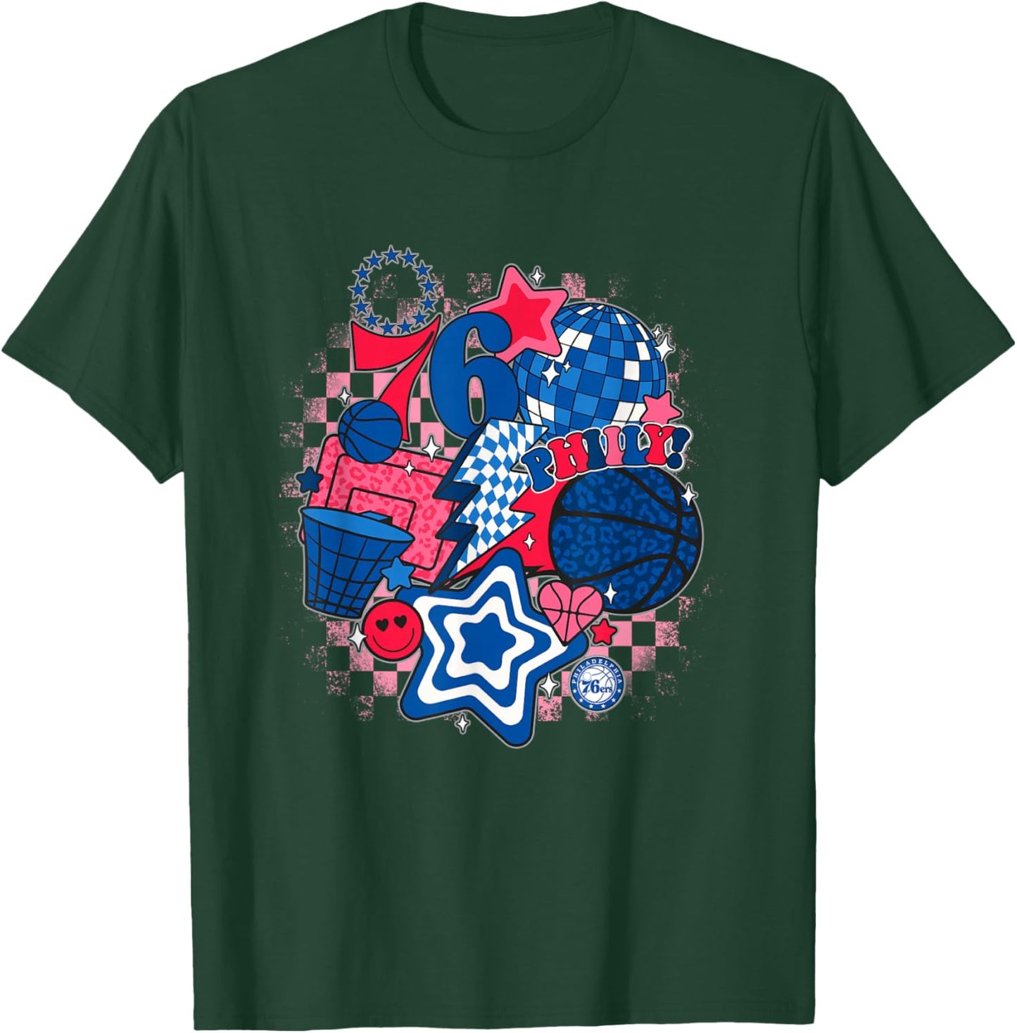 NBA Philadelphia 76ers Psychedelic Basketball Collage T-Shirt - T-Shirt | Forest