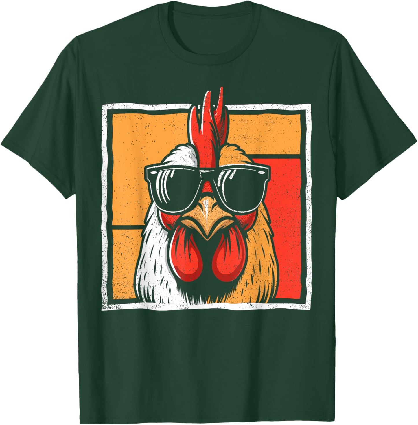 Chicken Sunglasses Retro Vintage Funny For Farmer Men Women T-Shirt - T-Shirt | Forest