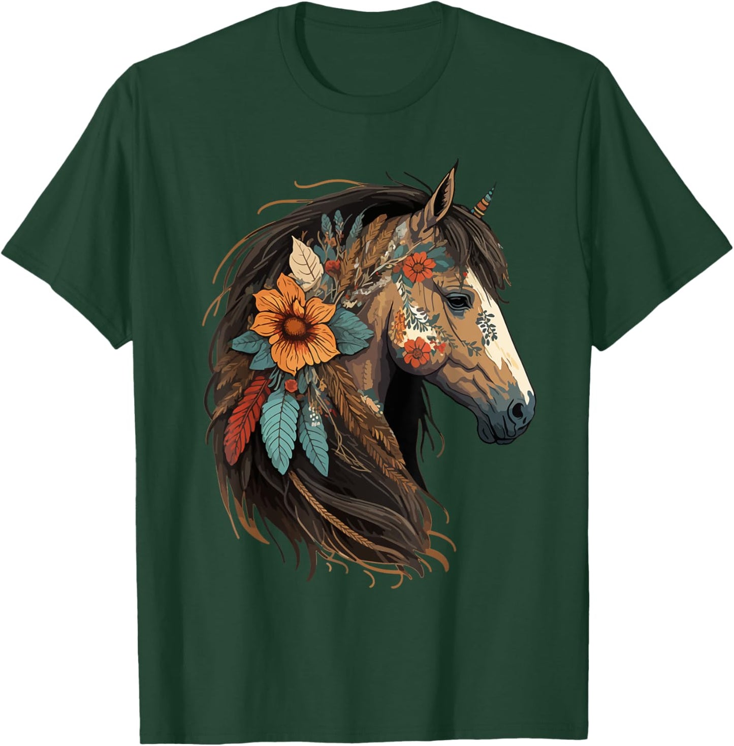 Just a girl who loves horses Co. Equestrian Horse Lover Western Cowgirl Horseback Riding T-Shirt - T-Shirt | Forest