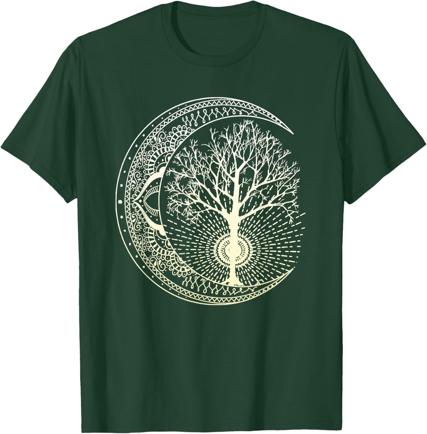 Mandala Moon Tree of Life Tattoo Style T-Shirt - T-Shirt | Forest