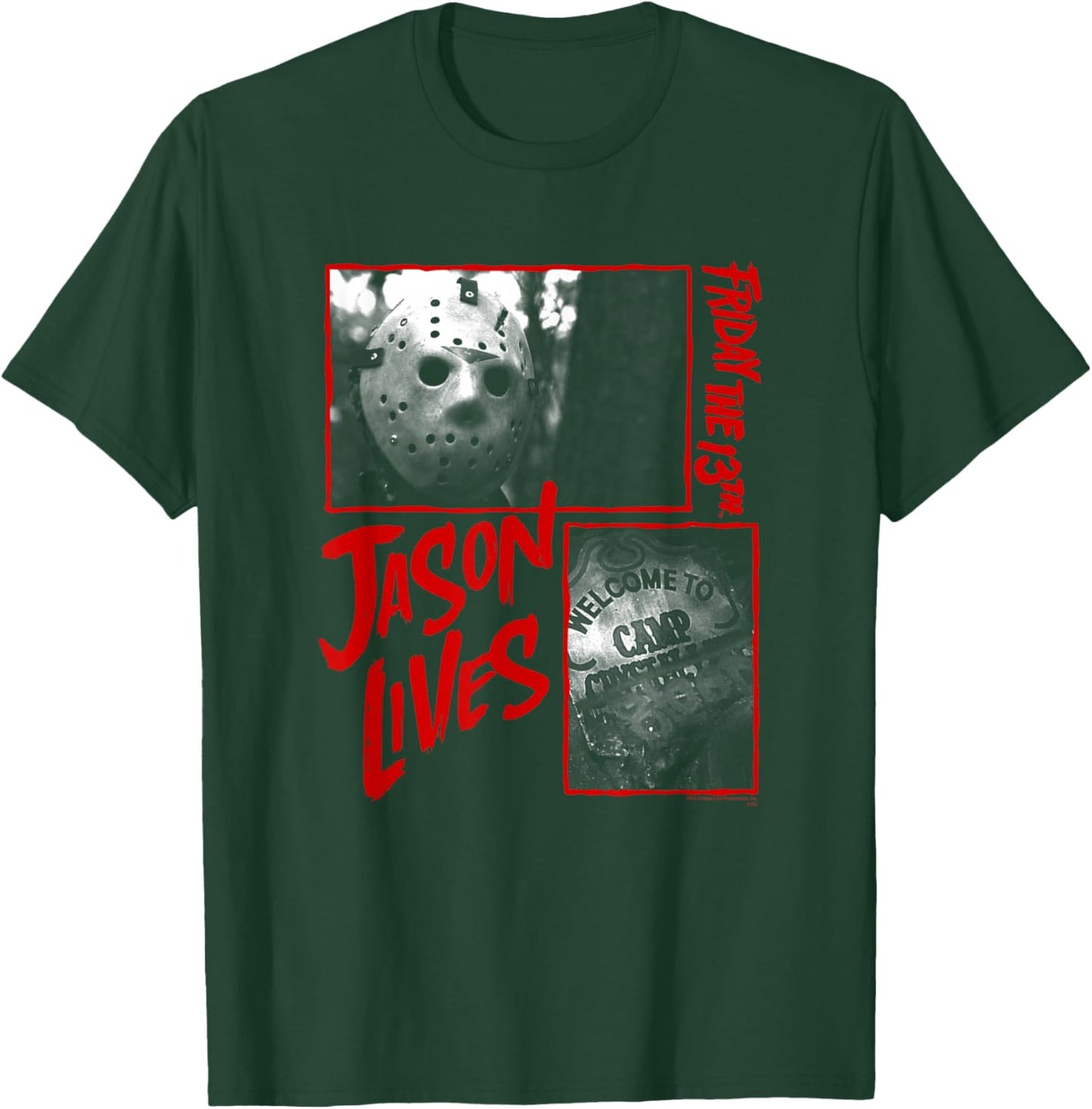 Friday The 13th Jason Lives Camp Collage T-Shirt - T-Shirt | Forest