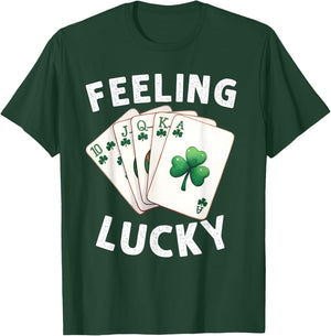 Feeling Lucky Poker Playing Cards Shamrock St. Patrick's Day T-Shirt - T-Shirt | Forest