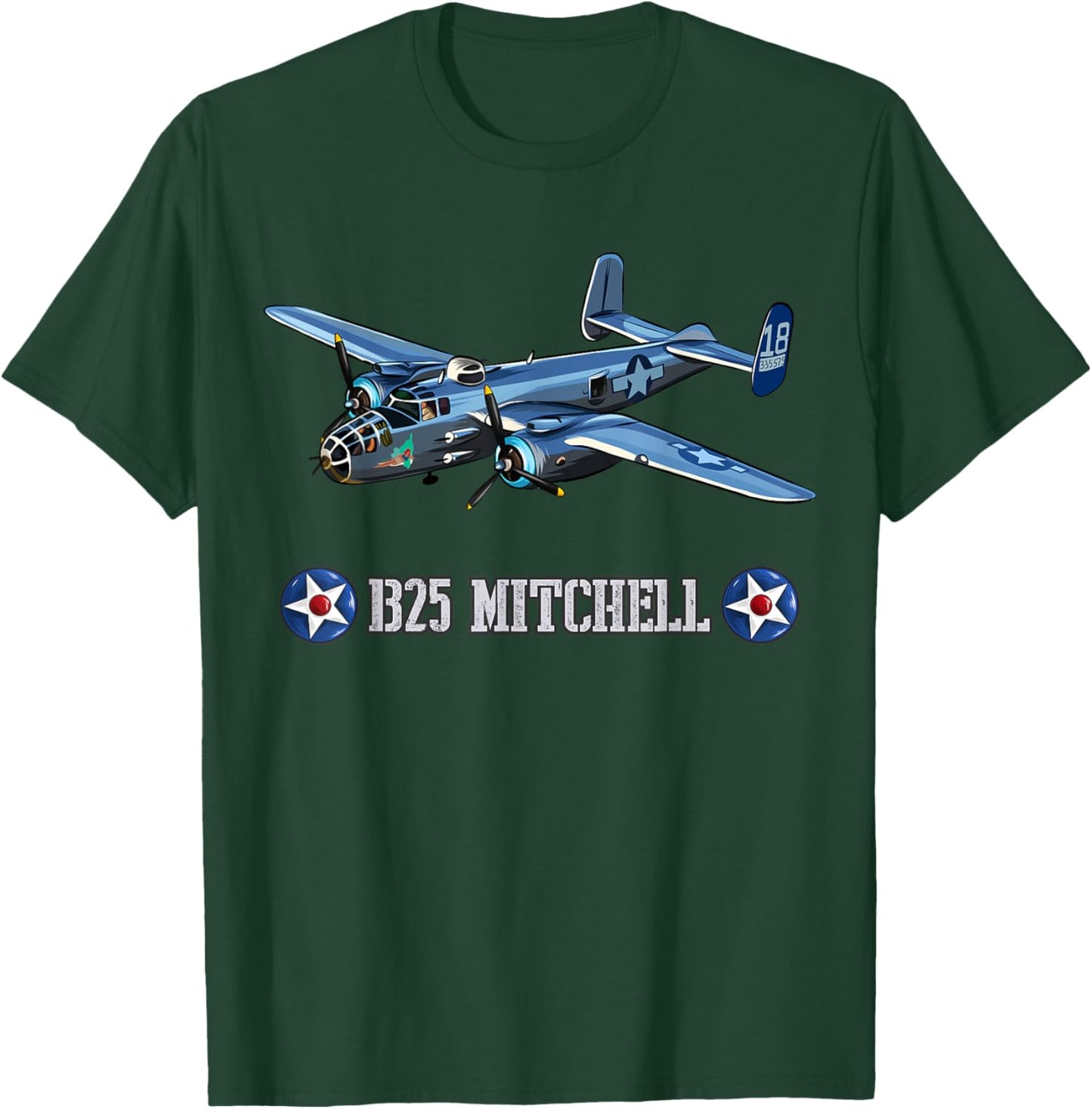 American Aircraft WWII B-25 Mitchell Bomber T-Shirt - T-Shirt | Forest
