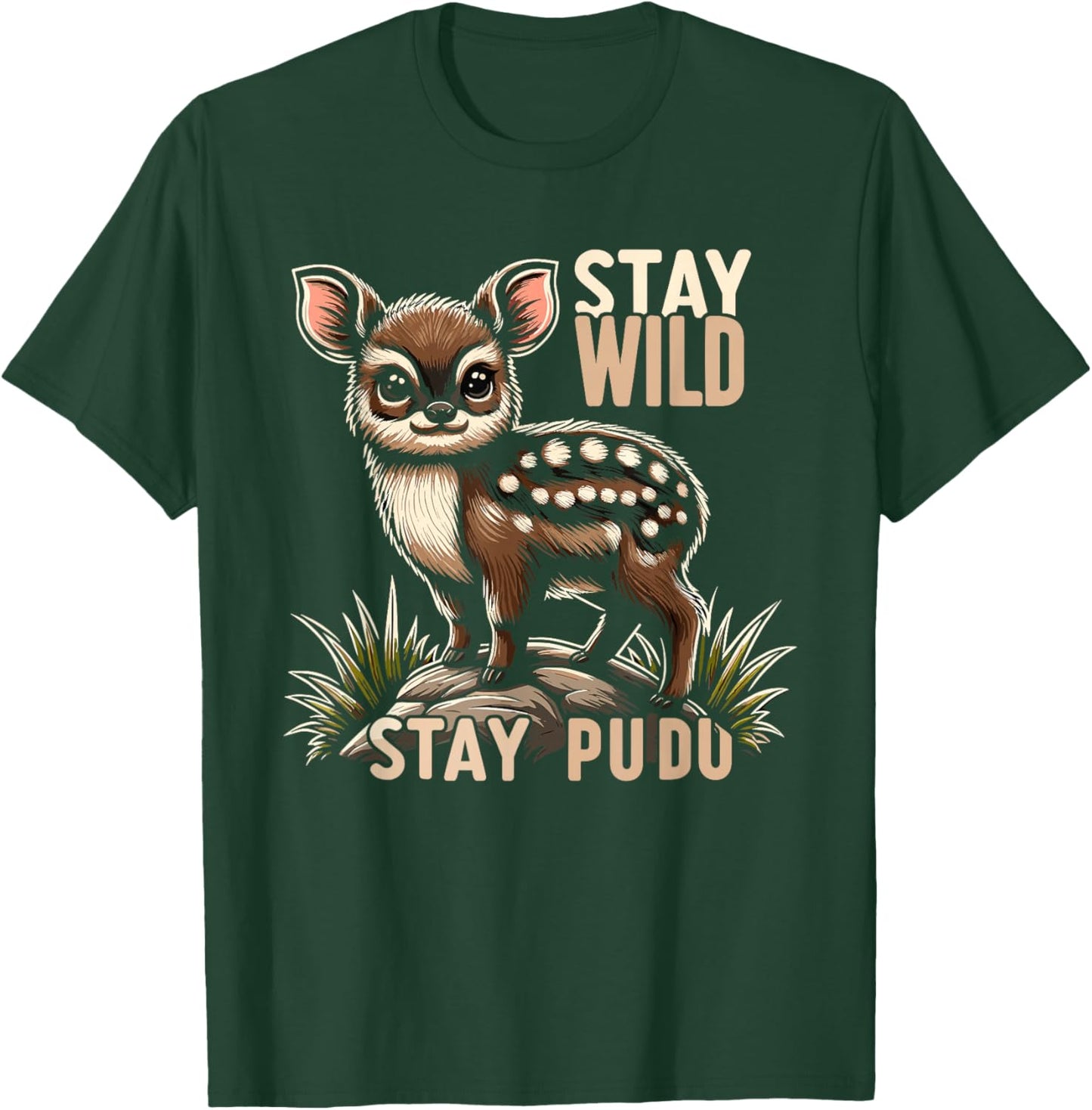 Cute Pudu Deer South America cartoon deer nature gift T-Shirt - T-Shirt | Forest