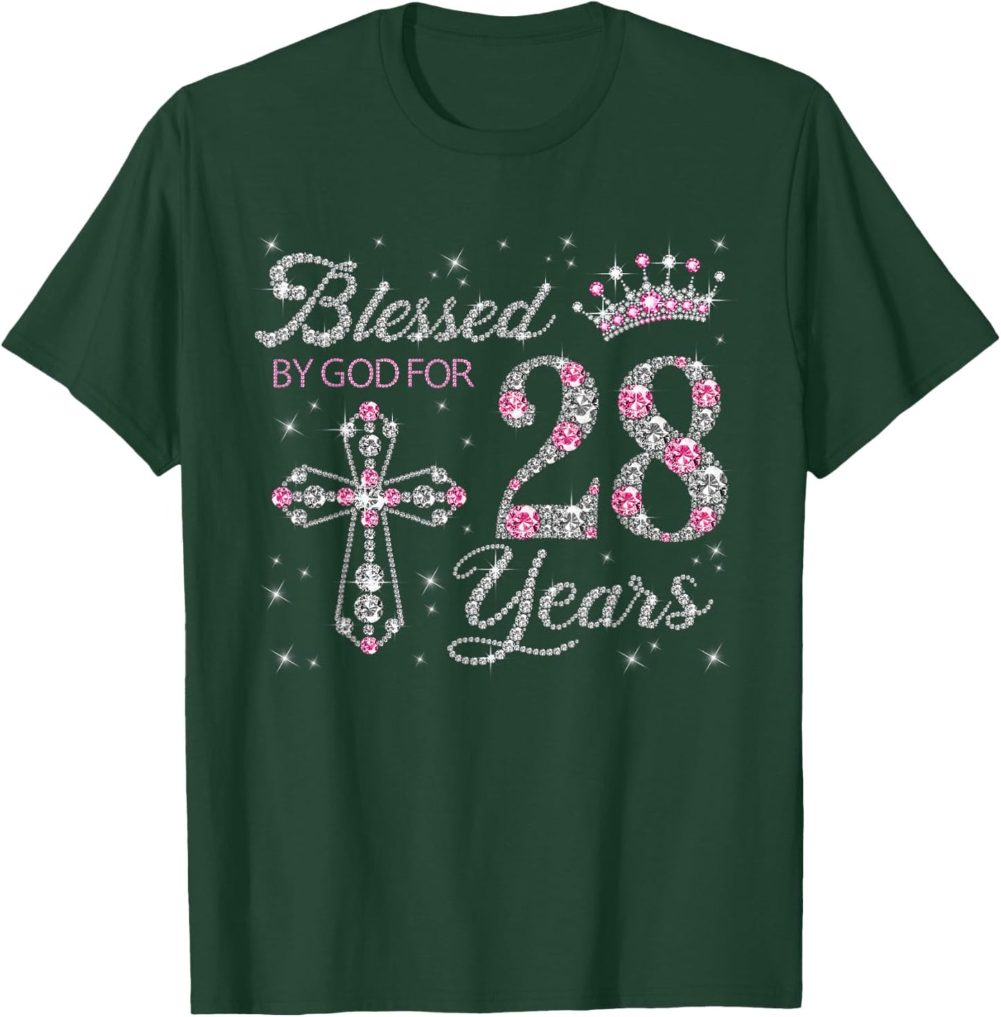 Blessed by God For 28 Years Old 28th Birthday Gift T-Shirt - T-Shirt | Forest