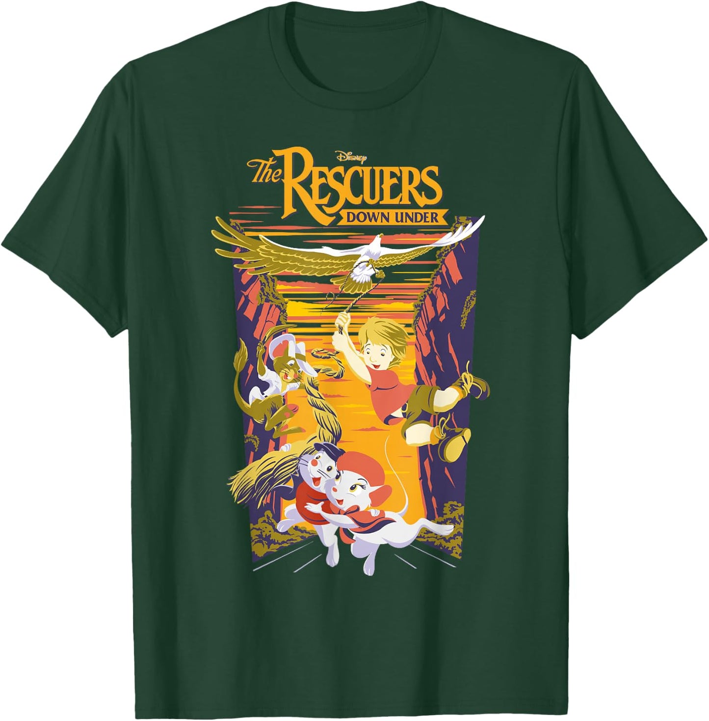 Disney The Rescuers Down Under Group Shot Sunset Poster T-Shirt - T-Shirt | Forest