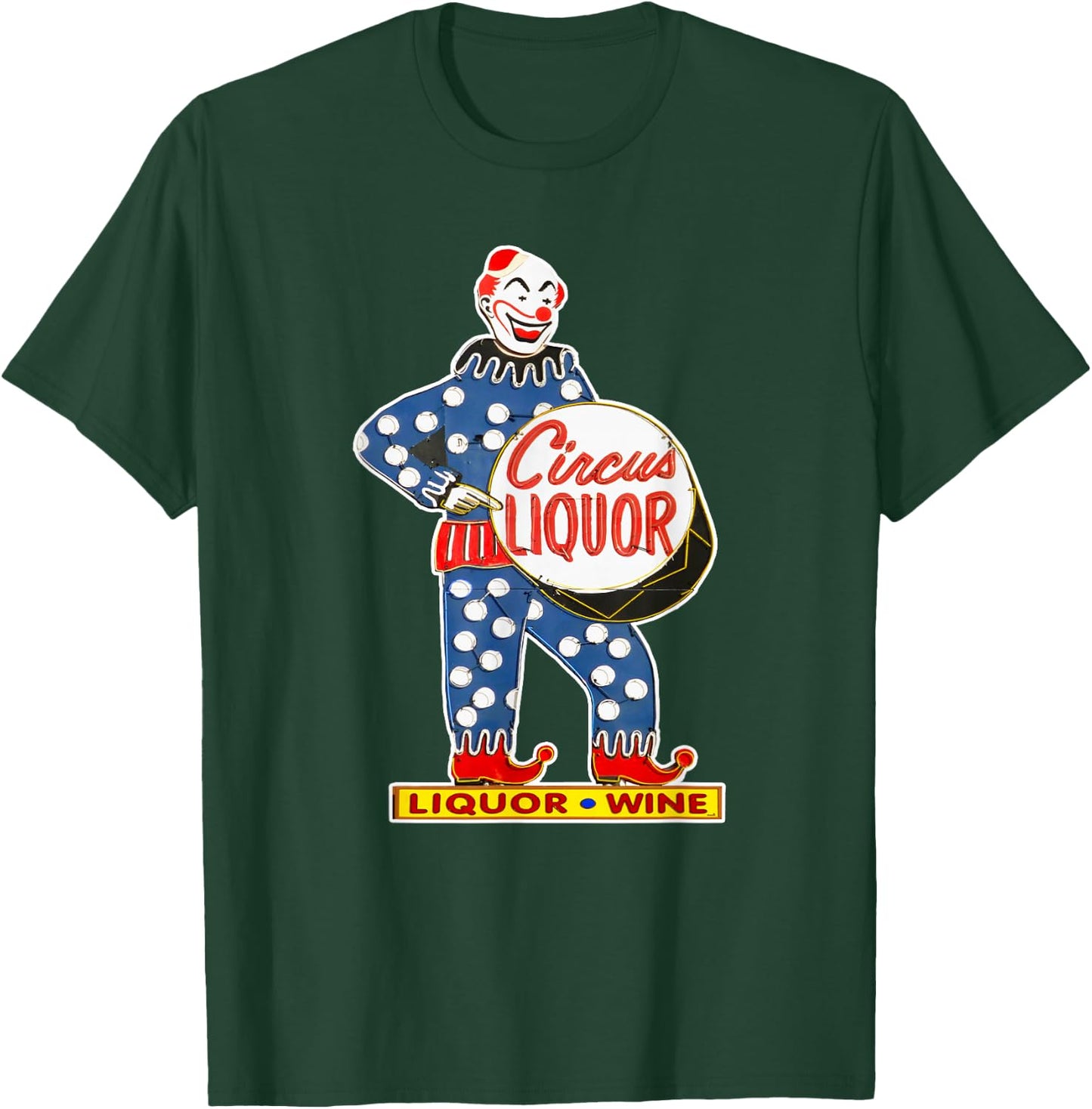 CIRCUS LIQUOR Classic - Black, -Adults, Small, Short Sleeve, Classic Fit, Cotton Blend, Novelty, Cartoon, Retro, Bar Enthusiasts, Cartoon Fans T-Shirt - T-Shirt | Forest