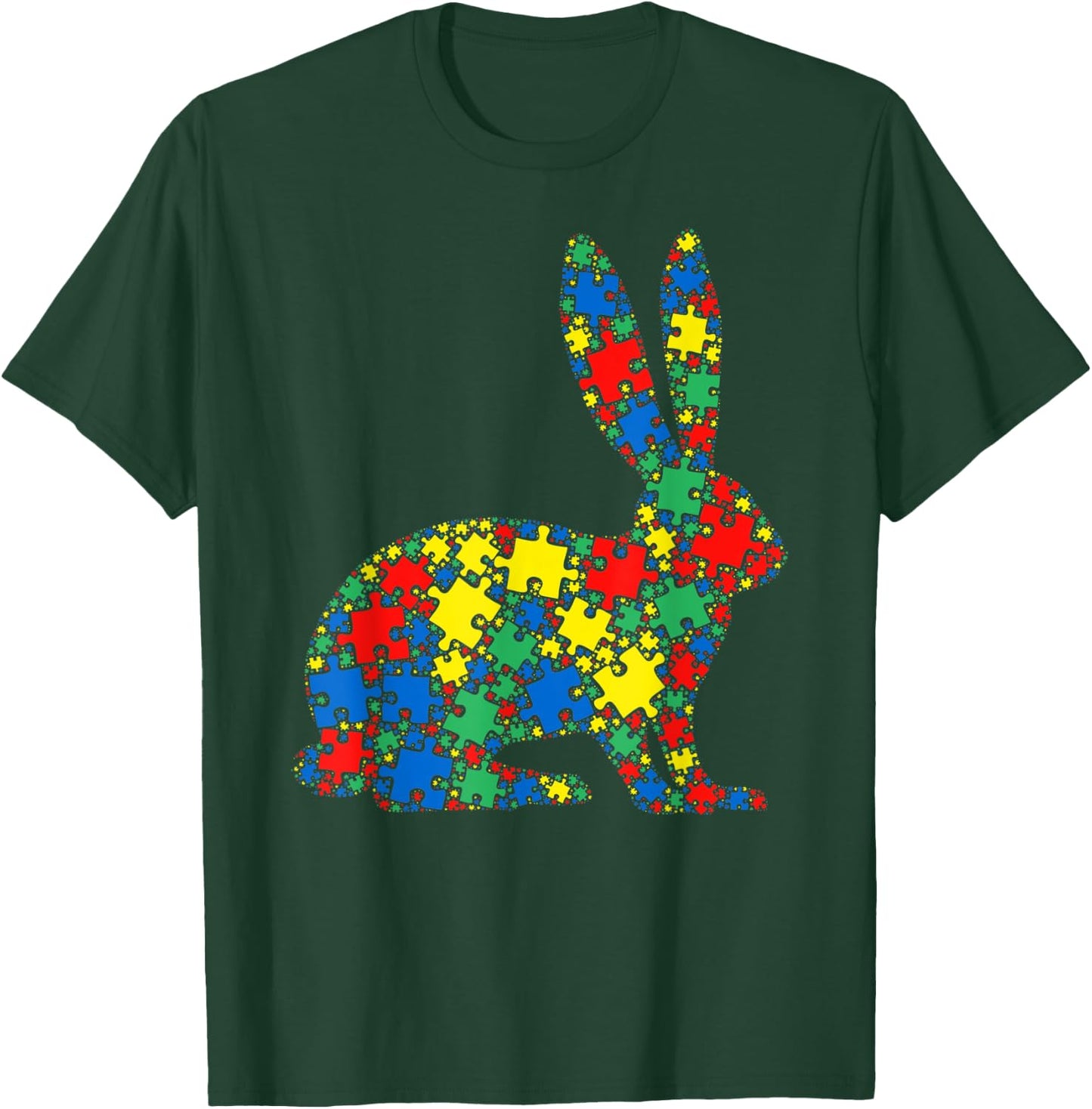 Rabbit Autism Puzzle Men Kids - Autism Awareness T-Shirt - T-Shirt | Forest