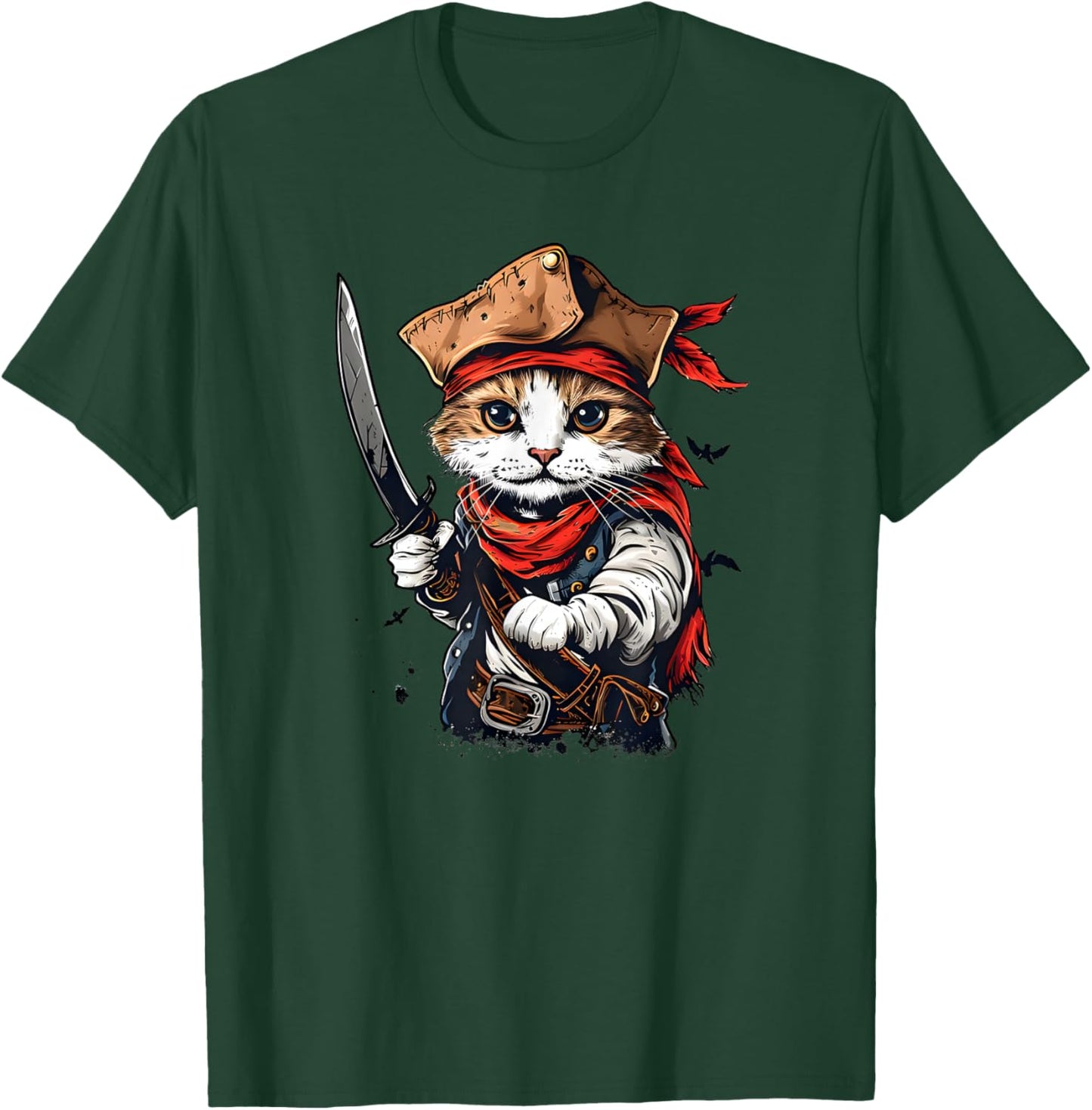 Swashbuckling Pirate Cat Voyage - Unleash Your Kitty's Inner Men Women Kids T-Shirt - T-Shirt | Forest