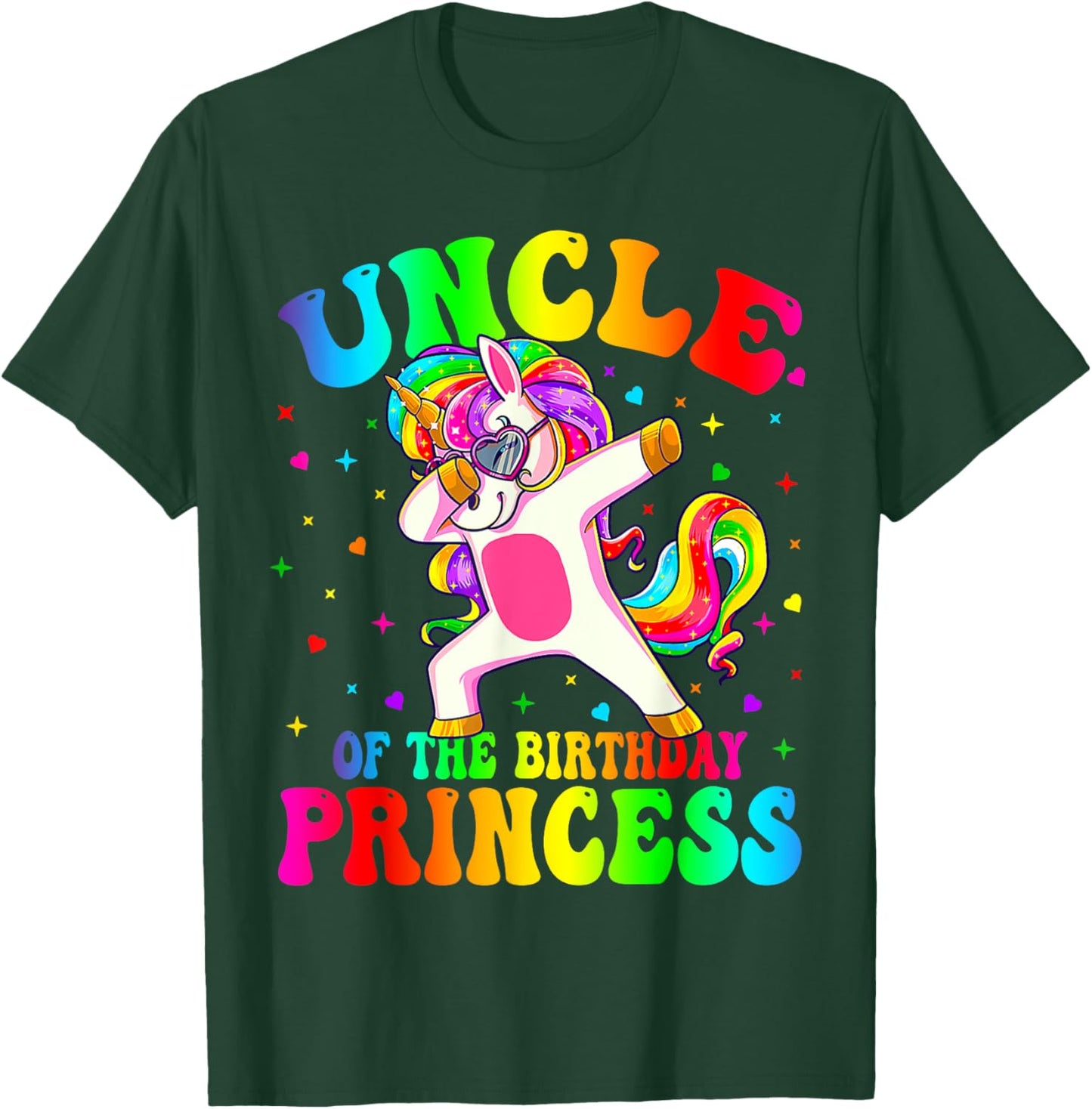 Uncle of the Birthday Princess Girl Dabbing Unicorn Mom T-Shirt - T-Shirt | Forest