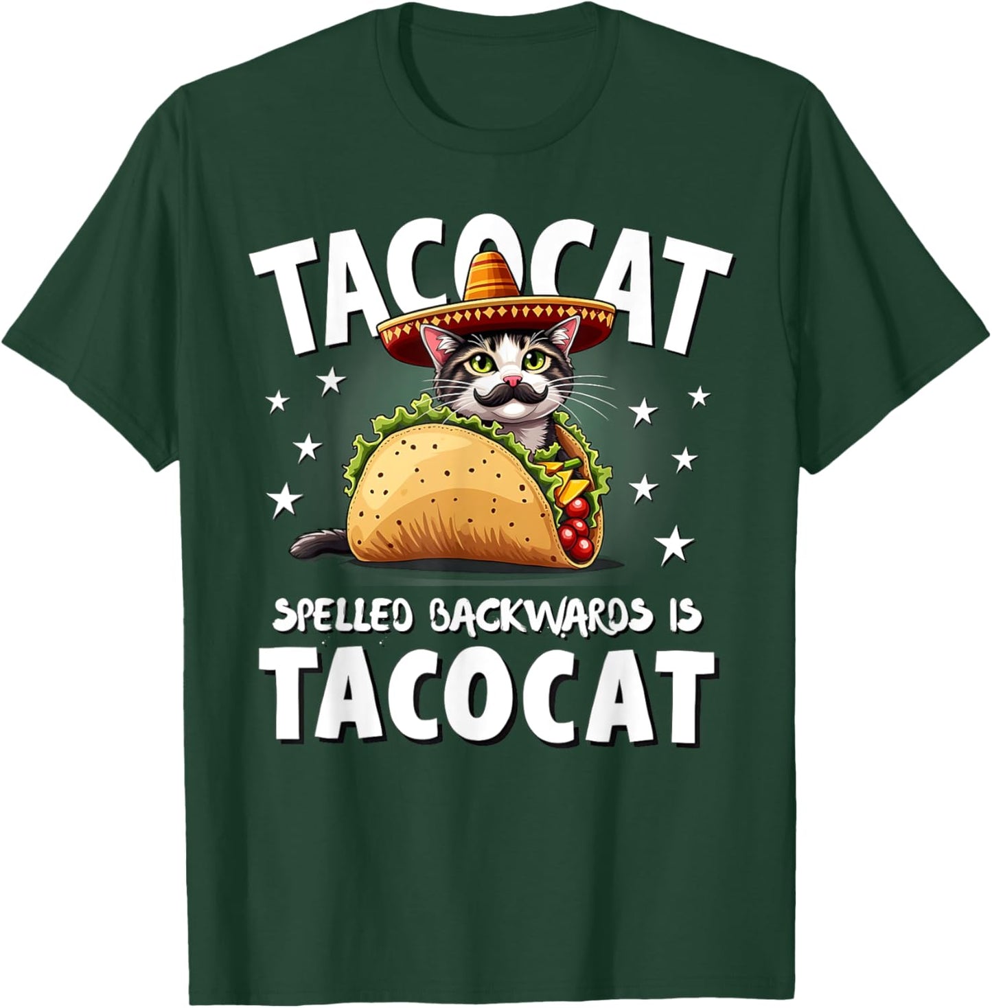 Tacocat Spelled Backward Is Tacocat Mexican Food Cat Lover Women Kids T-Shirt - T-Shirt | Forest