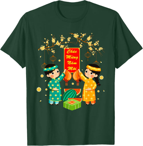 Ao Dai Boy Girl Chuc Mung Nam Moi Vietnamese New Year Kids