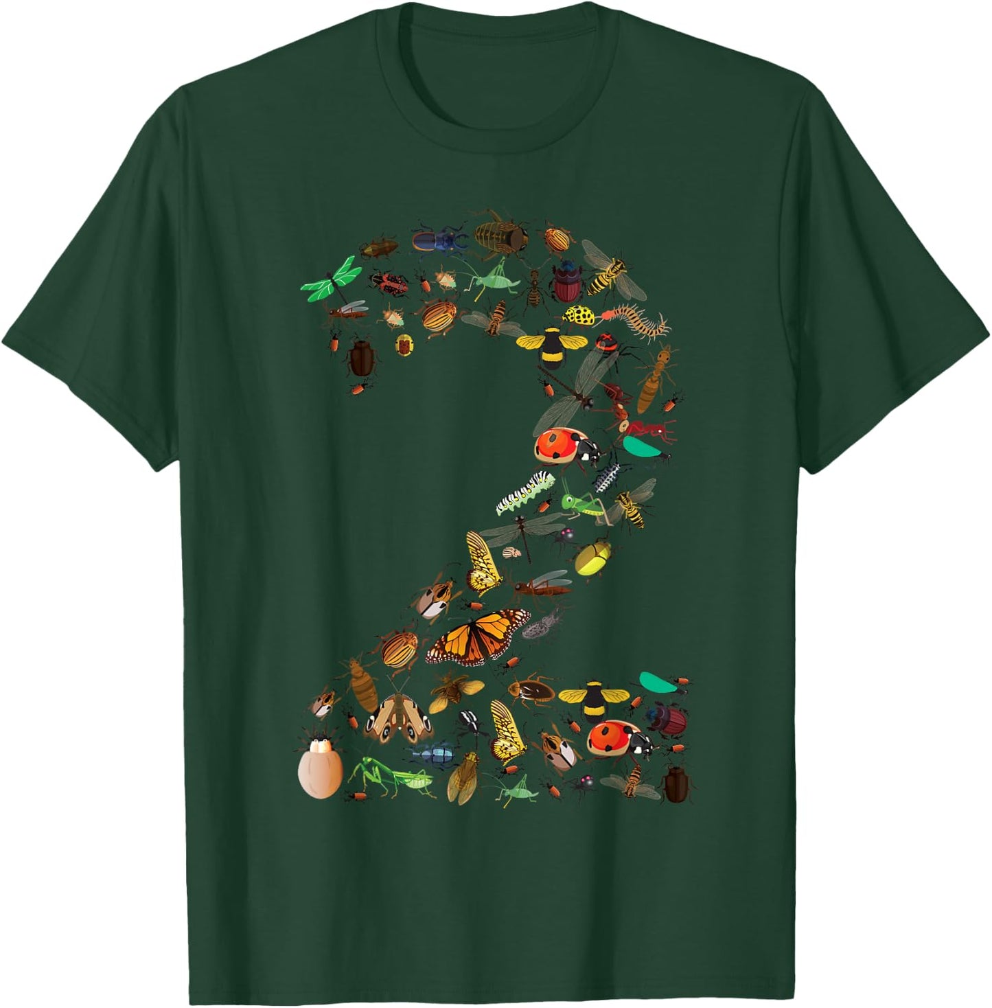 Funny Bugs 2nd Birthday Gift | Cute 2 Years Old Toddler Kid T-Shirt - T-Shirt | Forest