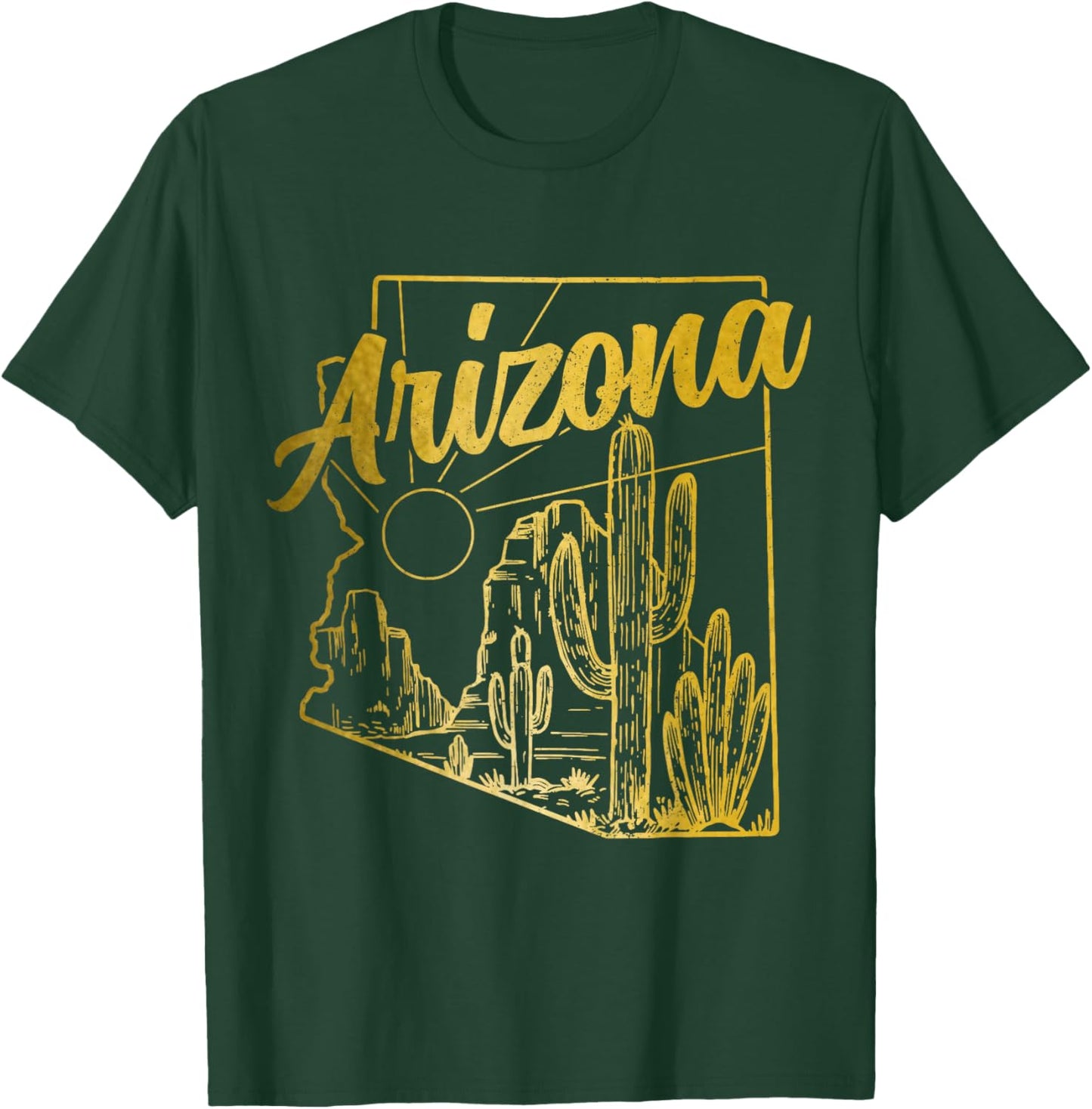 Arizona AZ Pride State Map Cactus T-Shirt - T-Shirt | Forest