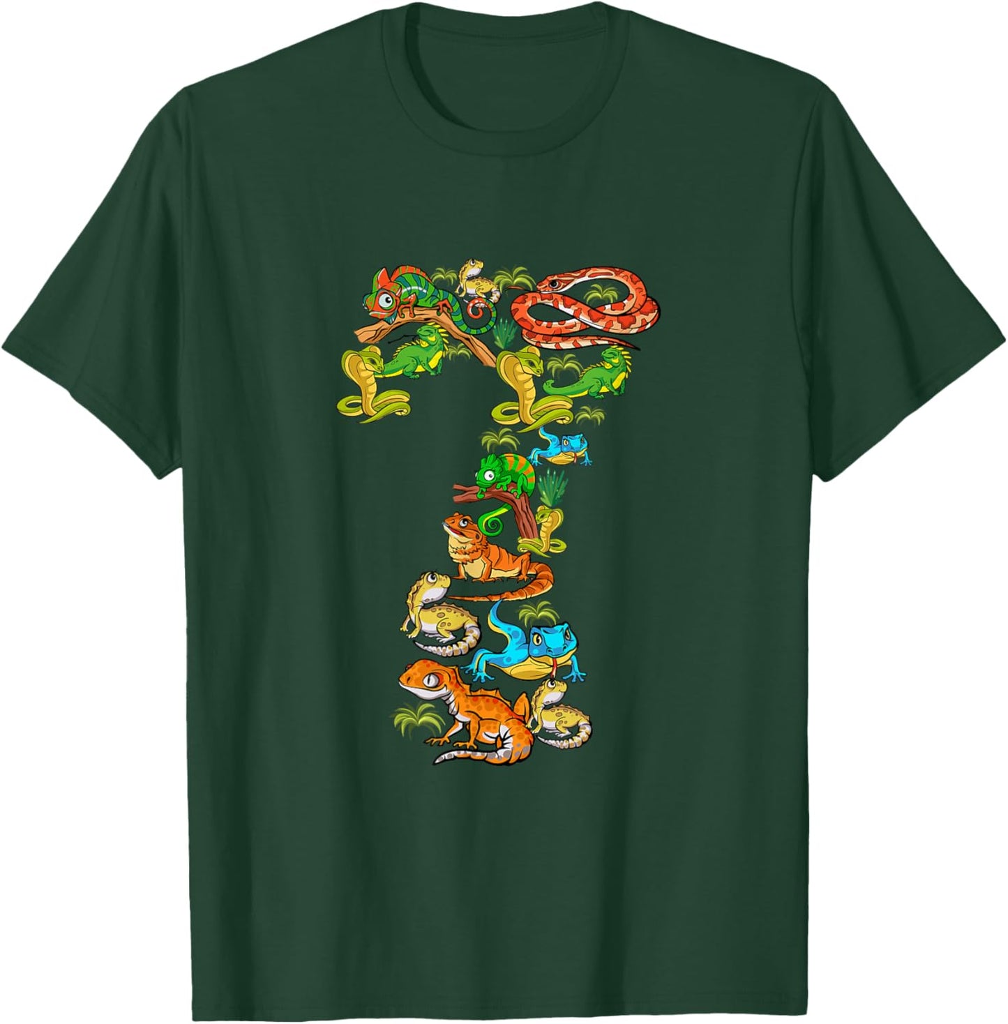 Kinder 7. Geburtstag Reptilien Eidechsen Motto 7 Jahre alte Jungen T-Shirt - T-Shirt | Forest