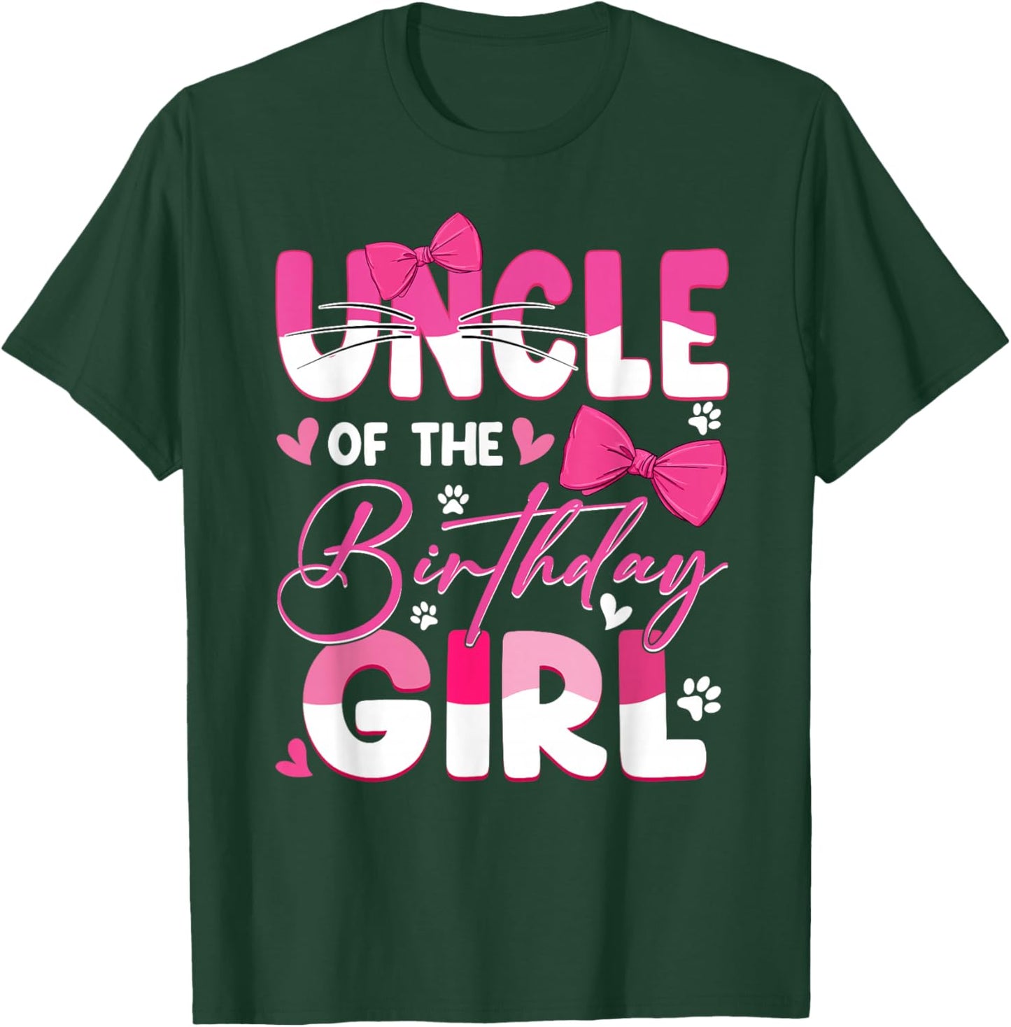 Uncle Of The Birthday Girl Cat Kitty Family Matching T-Shirt - T-Shirt | Forest