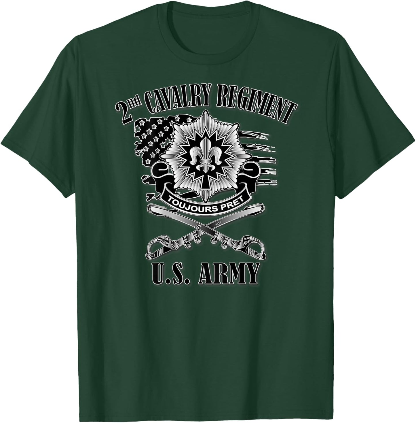 2nd Cavalry Regiment (Back Design) T-Shirt - T-Shirt | Forest