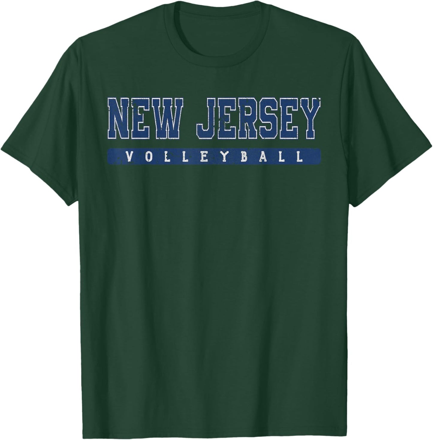 New Jersey Volleyball Blue Vintage Text T-Shirt - T-Shirt | Forest
