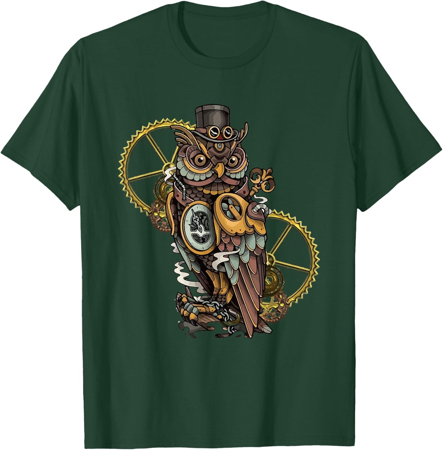 Steampunk Owl Art Bird Lovers T-Shirt - T-Shirt | Forest