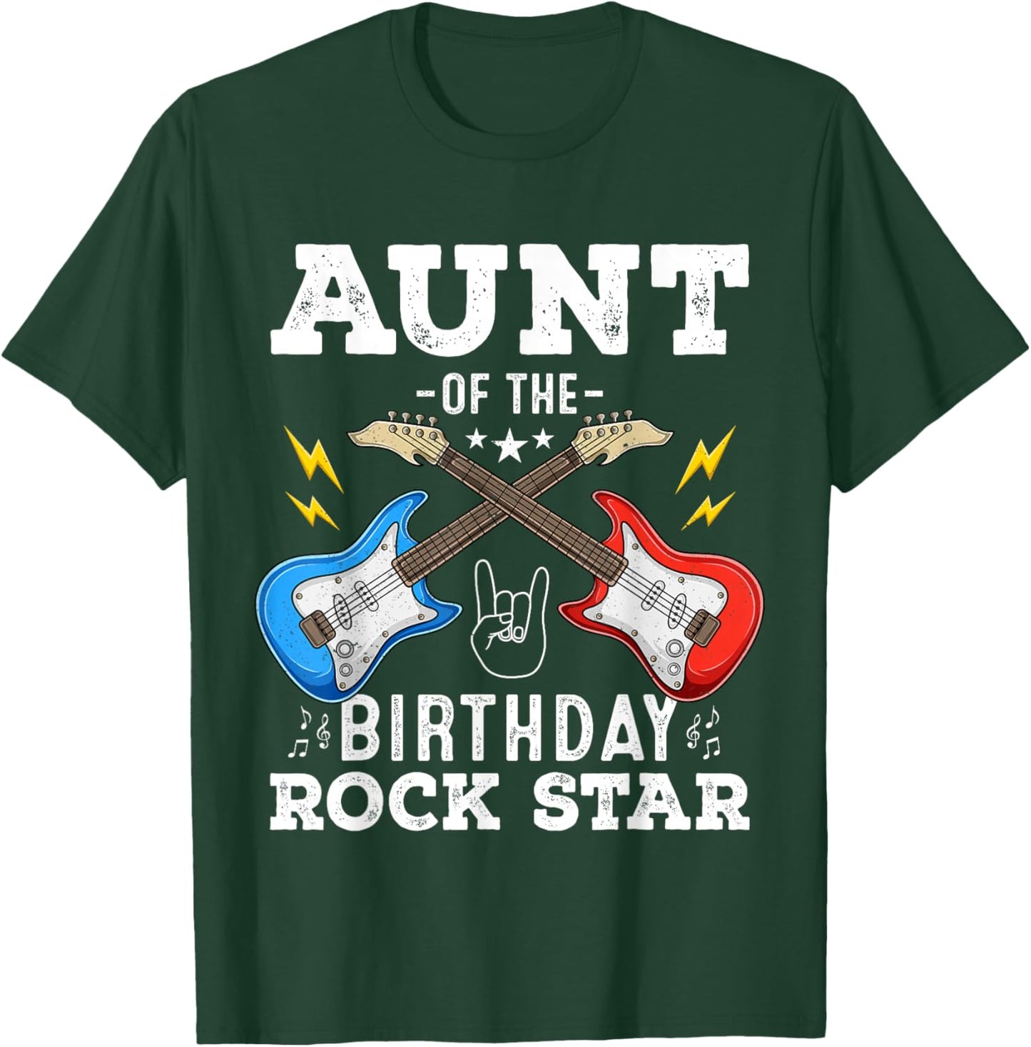 Aunt Of The Birthday Rock Star Cool Guitar Themed Birthday T-Shirt - T-Shirt | Forest