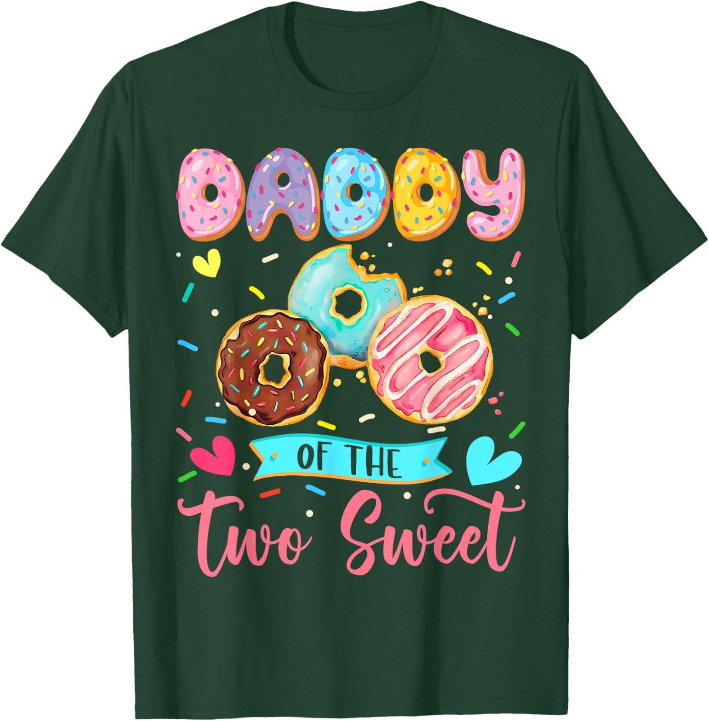 Daddy Of The Two Sweet 2Nd Birthday Girl Donut Matching T-Shirt - T-Shirt | Forest